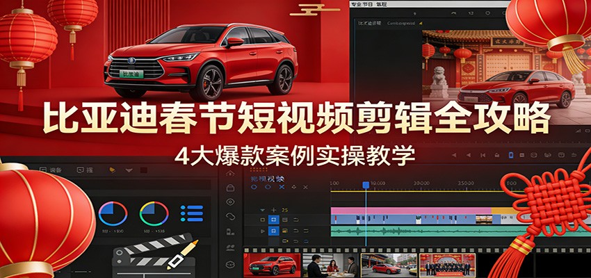 比亚迪春节短视频剪辑全攻略，4大爆款案例实操教学-站源网