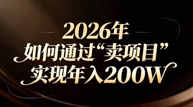 （17309期）站在2026年的十字路口：一个普通人如何通过卖项目实现年入200万-站源网
