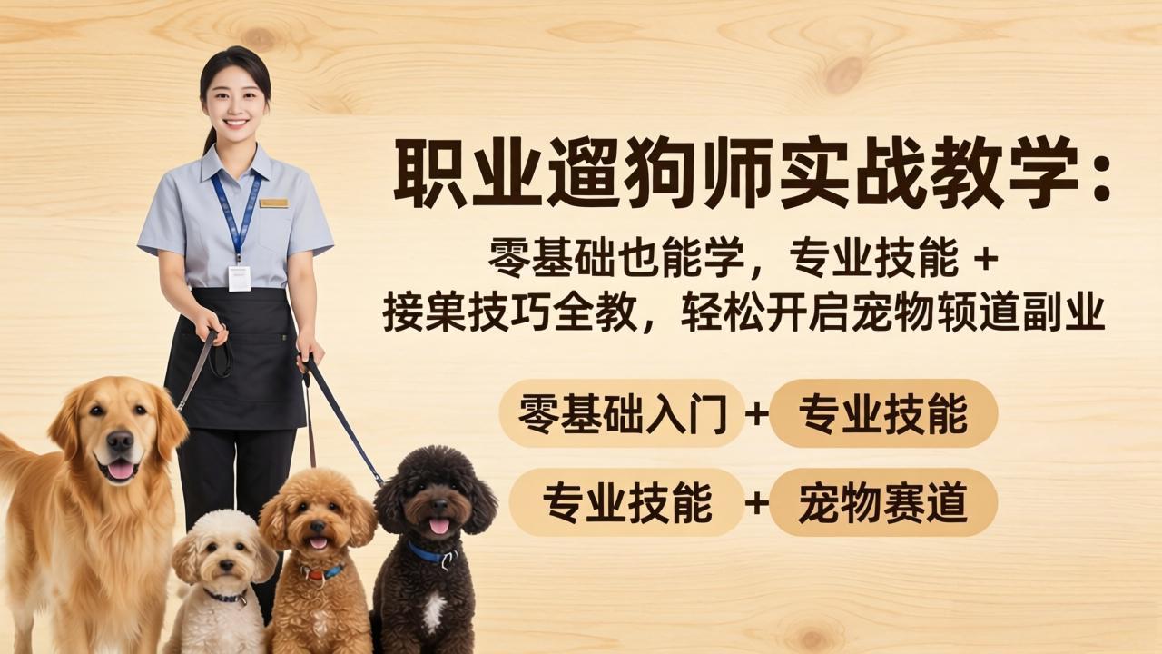 职业遛狗师实战教学：零基础也能学，专业技能 + 接单技巧全教，轻松开启宠物赛道副业-站源网