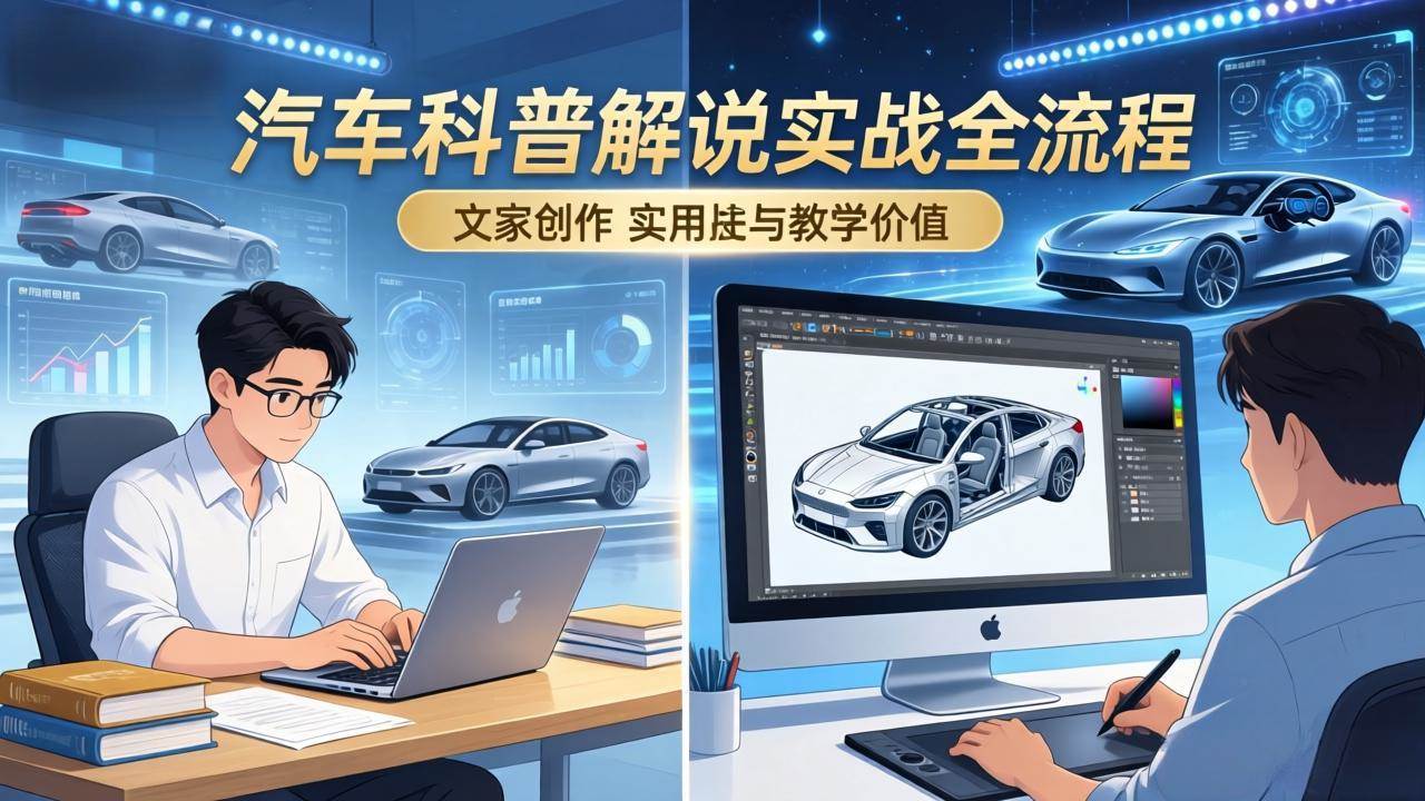 （17665期）抖音汽车科普解说实战：文案+动画+画面处理+去水印全流程，打造专业汽车科普视频-站源网