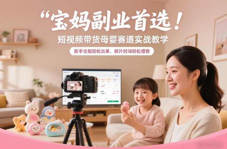 宝妈副业首选!短视频带货母婴赛道实战教学,新手也能轻松出单,碎片时间轻松增收-站源网