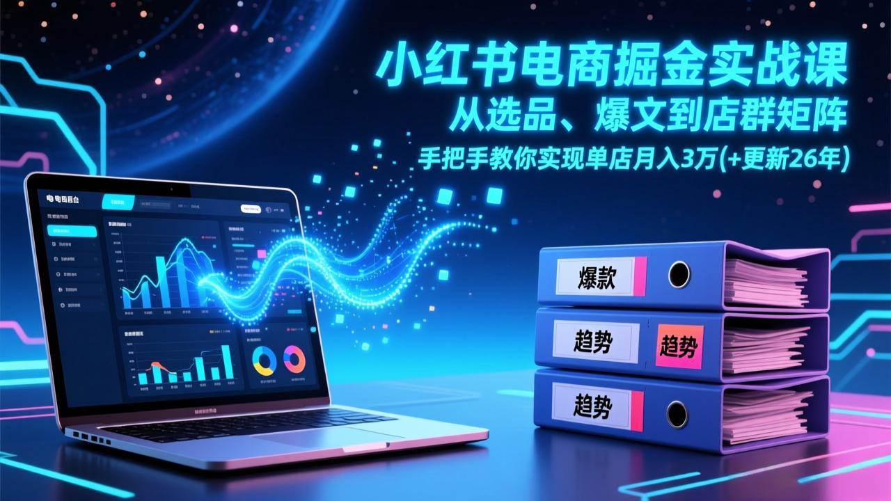 （17290期）小红书电商掘金实战课，从选品、爆文到店群矩阵，手把手教你实现单店月入3万+(更新26年)-站源网