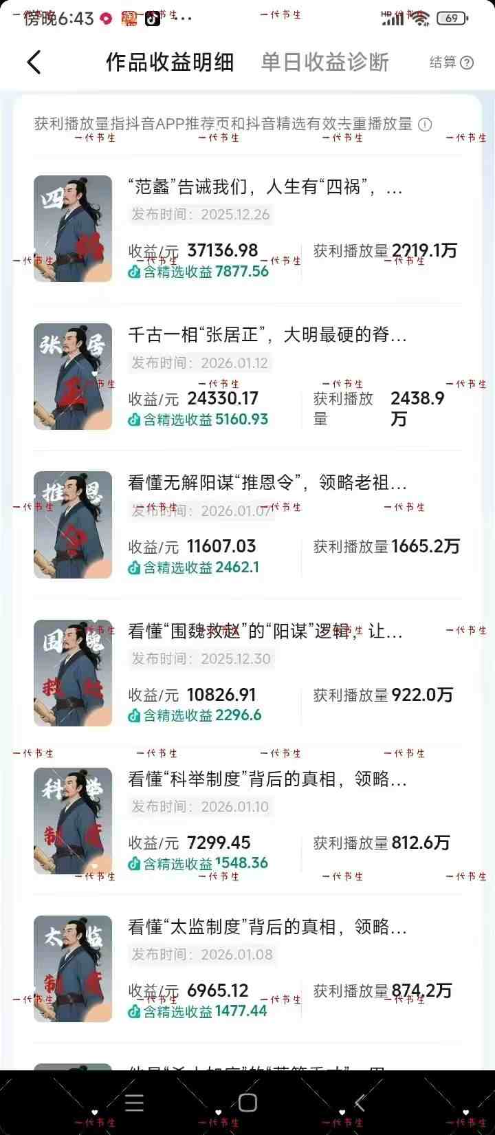 抖音300w粉丝博主的政史类科普视频教学，有大流量扶持，拿伙伴伙伴+精选独家双份收益-站源网