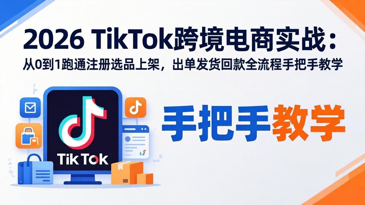 2026TikTok跨境电商实战：从0到1跑通注册选品上架，出单发货回款全流程手把手教学-站源网