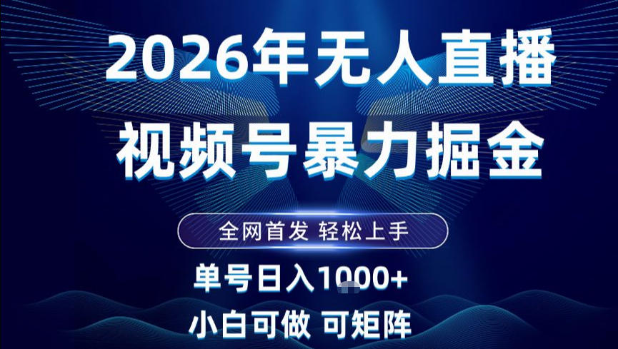 2026最新视频号无人直播掘金，全网首发，小白可以玩，长期稳定日入1k+【揭秘】-站源网