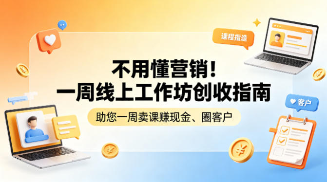 不用懂营销！一周线上工作坊创收指南，助您一周卖课賺现金、圈客户-站源网