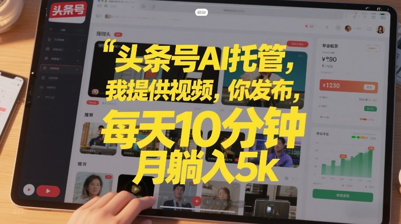 头条号AI托管，我提供视频，你发布，每天10分钟，月躺入5k+【揭秘】-站源网