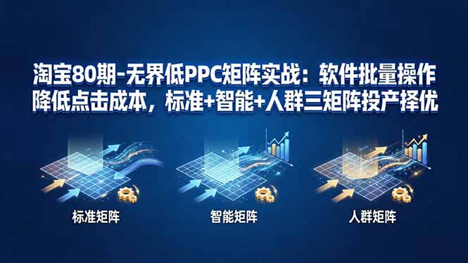 淘宝80期-无界低PPC矩阵实战:软件批量操作降低点击成本,标准+智能+人群三矩阵投产择优-站源网