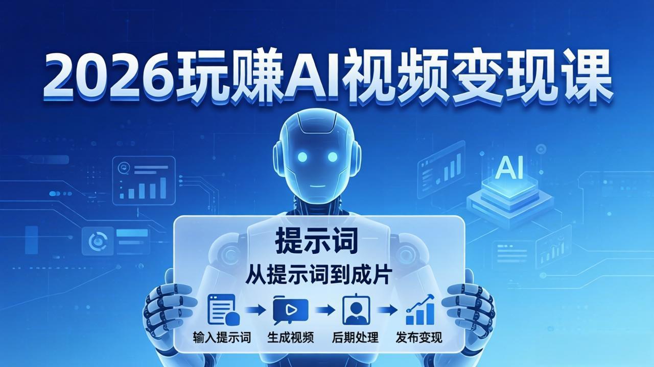 2026玩赚AI视频变现课:掌握 AI 视频全流程技能,从提示词到成片高效产出-站源网