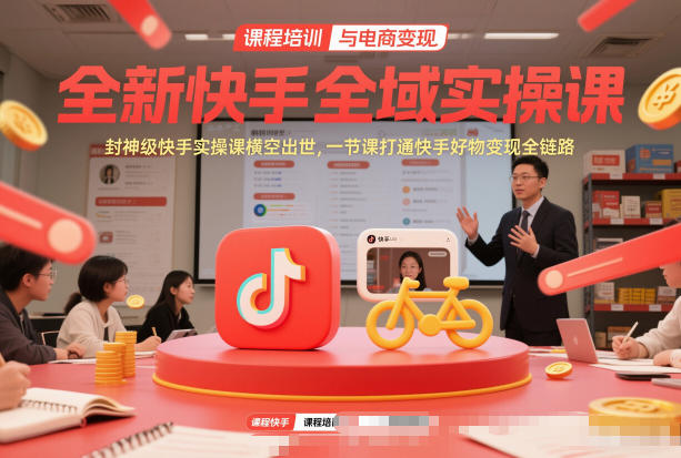 全新快手全域实操课，封神级快手实操课横空出世，一节课打通快手好物变现全链路-站源网