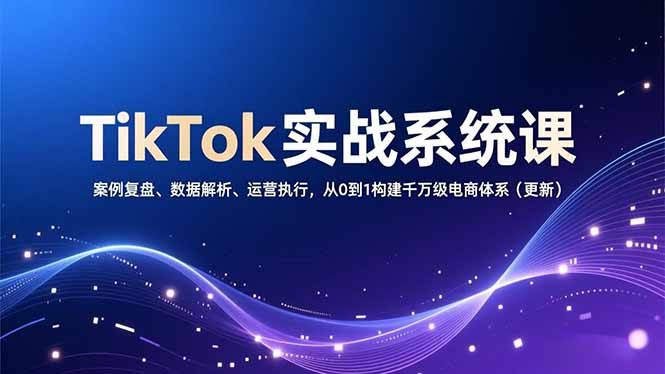 TikTok实战系统课,案例复盘、数据解析、运营执行,从0到1构建千万级电商体系(更新-站源网