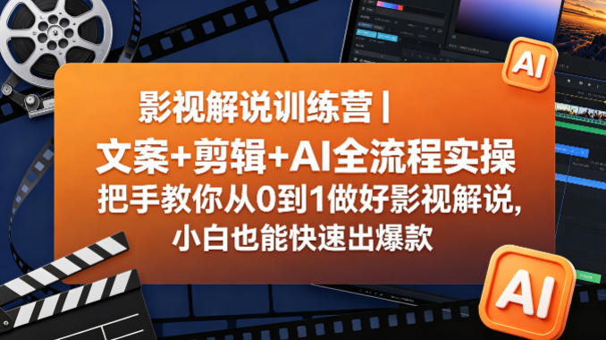 影视解说训练营|文案+剪辑+AI全流程实操,把手教你从0到1做好影视解说,小白也能快速出爆款-站源网
