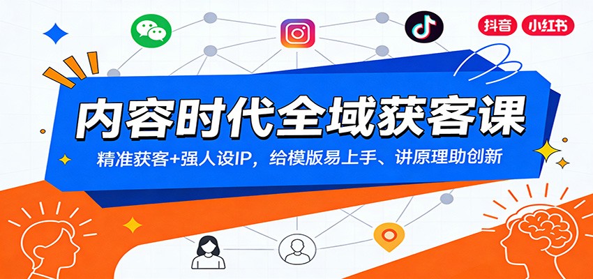 内容时代全域获客课:精准获客+强人设IP,给模版易上手、讲原理助创新-站源网