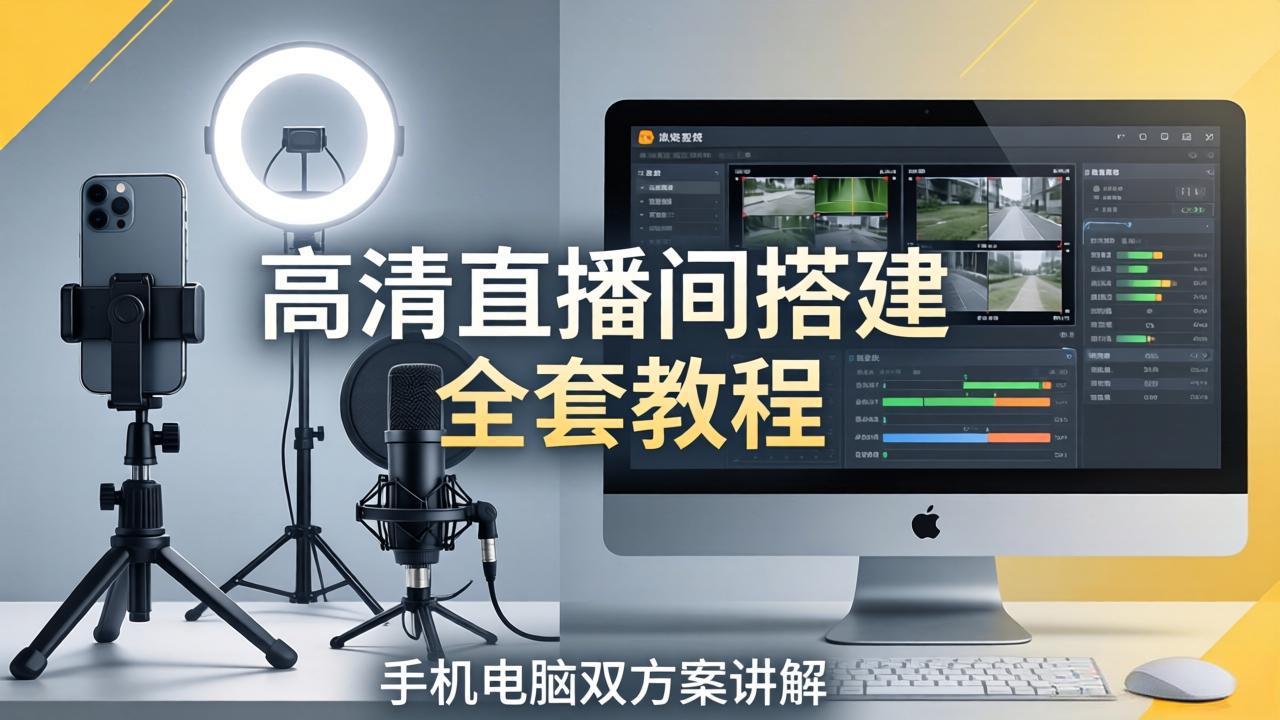 高清直播间搭建全套教程，手机电脑双方案讲解，设备选型调试多机位实操教学-站源网
