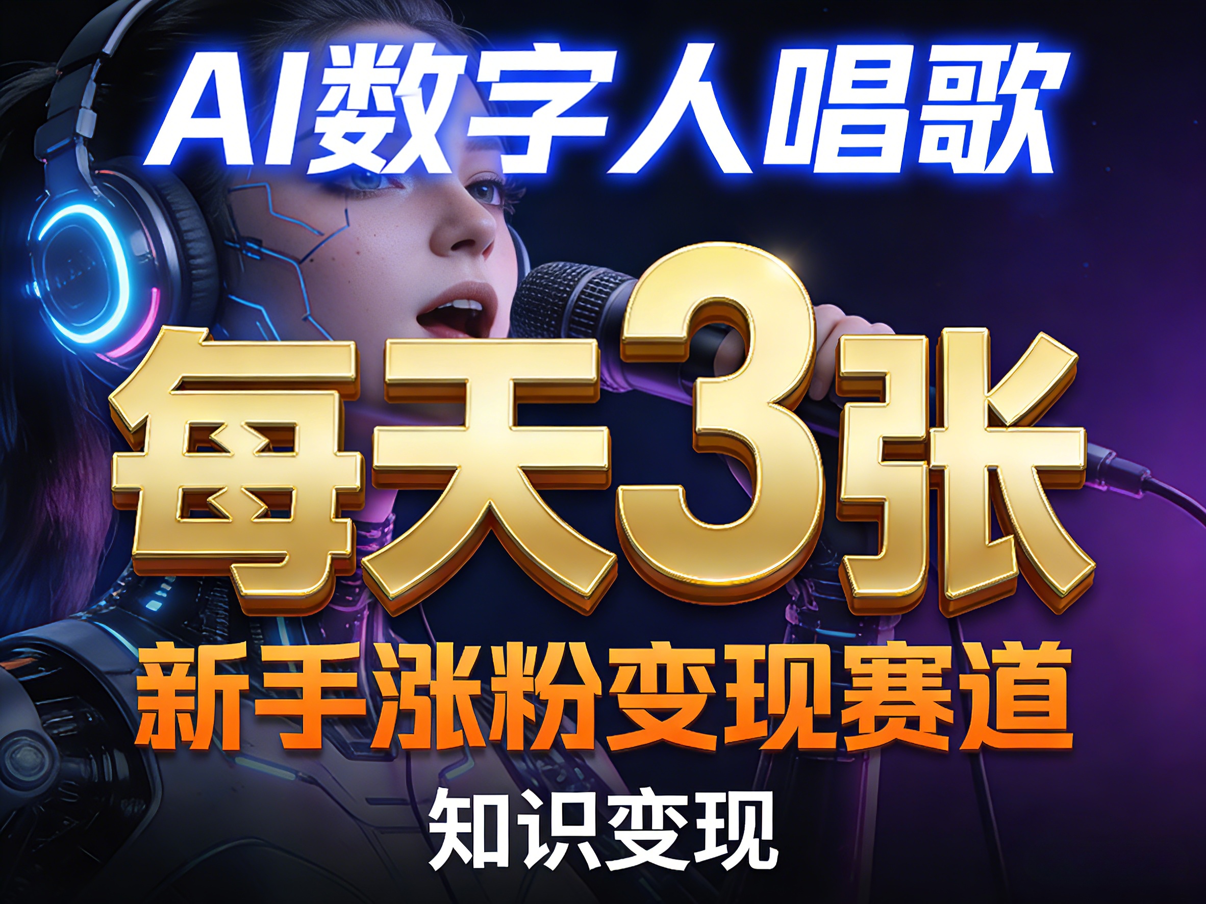 AI数字人唱歌，新手涨粉变现赛道，每天3张和知识付费，副业必备-站源网