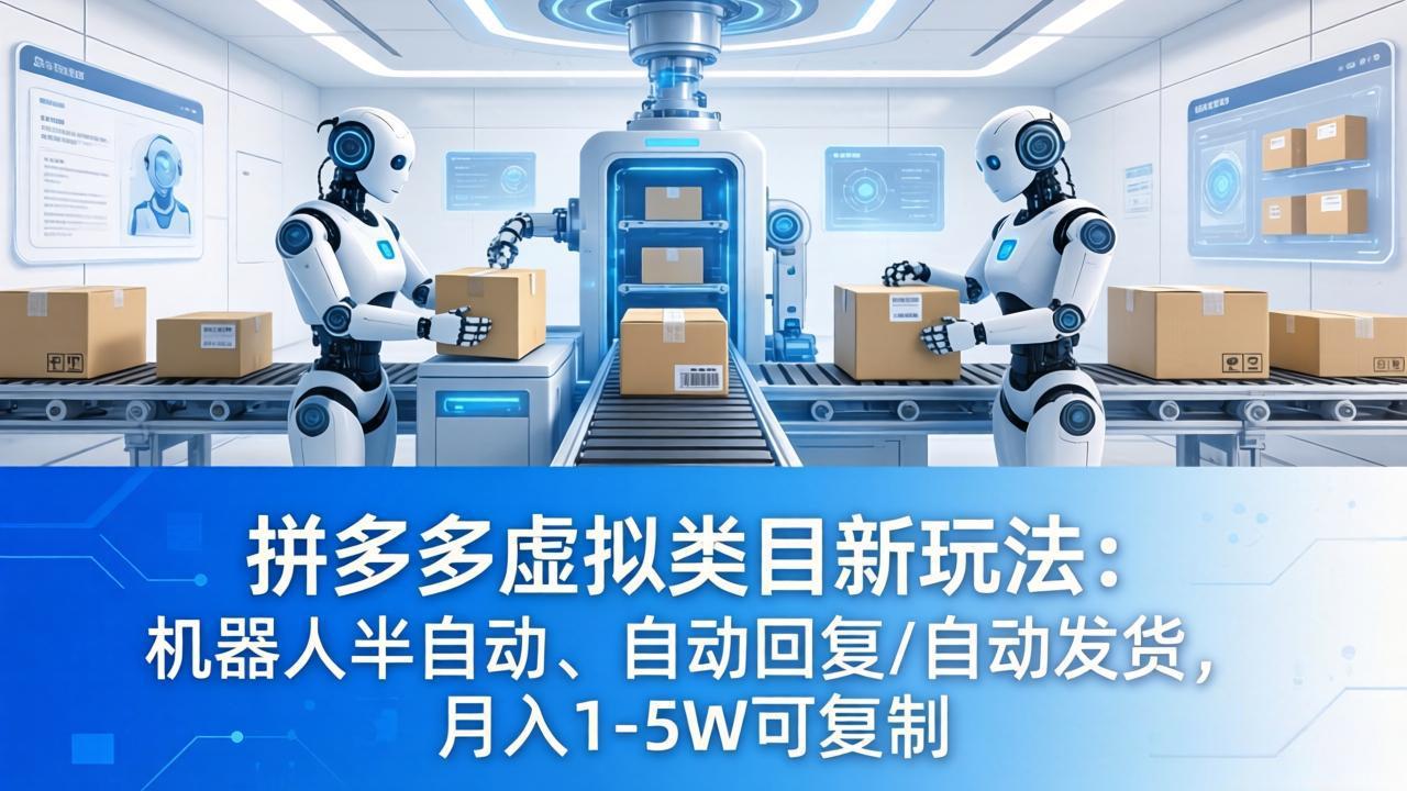 拼多多虚拟类目新玩法:机器人半自动、自动回复 /自动发货,月入 1-5W 可复制-站源网