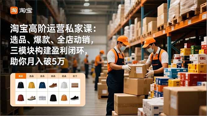 淘宝高阶运营私家课:选品、爆款、全店动销,三模块构建盈利闭环,助你月入破5万-站源网