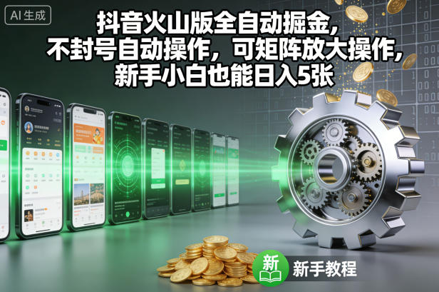 抖音火山版全自动掘金,不封号自动操作,可矩阵放大操作,新手小白也能日入5张【揭秘】-站源网