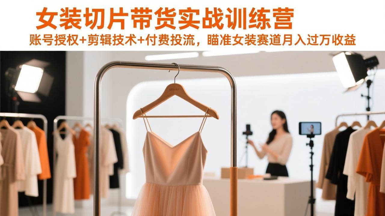 （17357期）女装切片带货实战训练营，账号授权+剪辑技术+付费投流，瞄准女装赛道月入过万收益-站源网