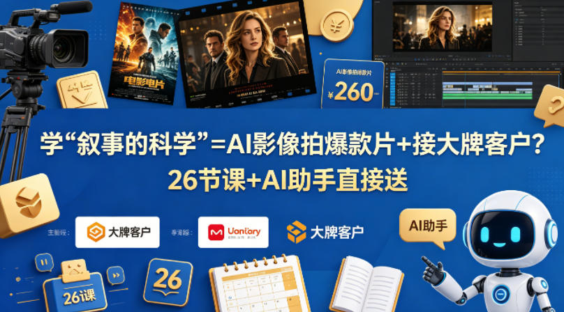 学《叙事的科学》=AI影像拍爆款片+接大牌客户？26节课+AI助手直接送【原创双语字幕】-站源网