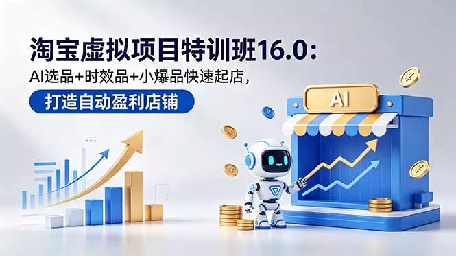 淘宝虚拟项目特训班16.0:AI选品+时效品+小爆品快速起店,打造自动盈利店铺-站源网
