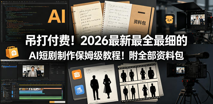 吊打付费!2026最新最全最细的AI短剧制作保姆级教程!附全部资料包-站源网