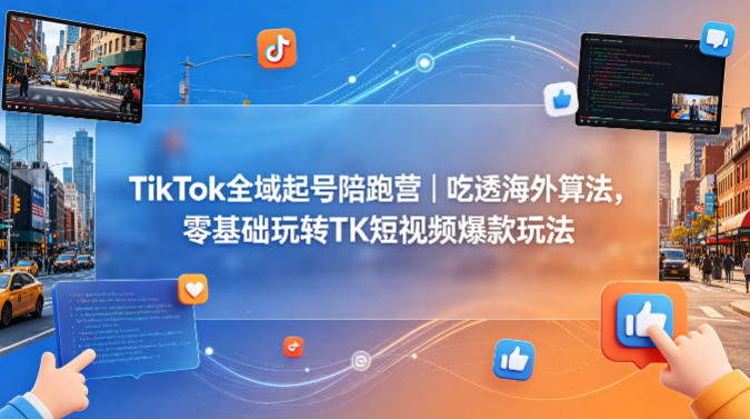 TikTok全域起号陪跑营｜吃透海外算法，零基础玩转TK短视频爆款玩法-站源网