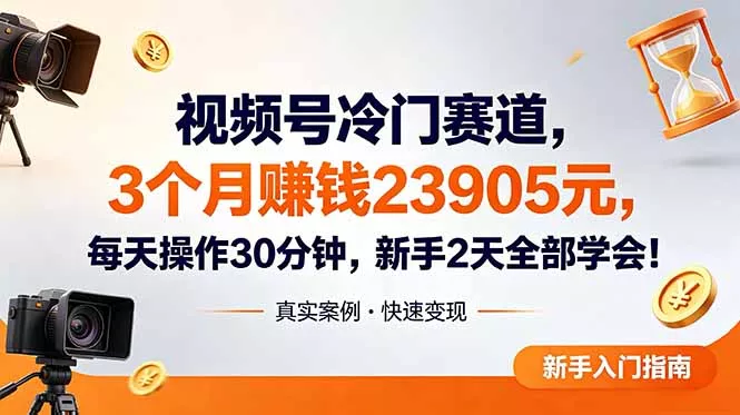 视频号冷门赛道，3个月变现23905元，新手2天学会 每天操作30分钟！-站源网