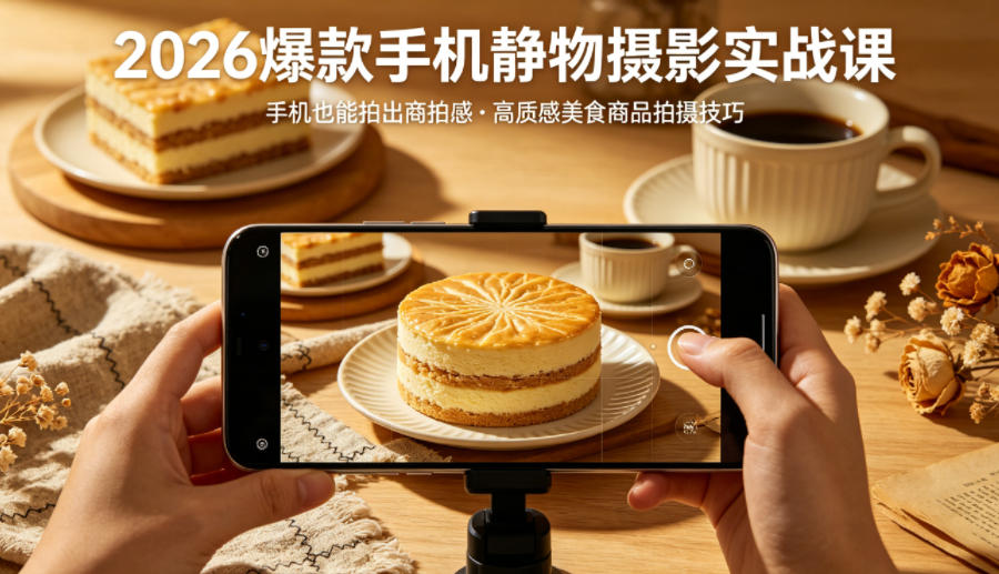 2026爆款手机静物摄影实战课，手机也能拍出商拍感，学会拍出高质感美食商品-站源网