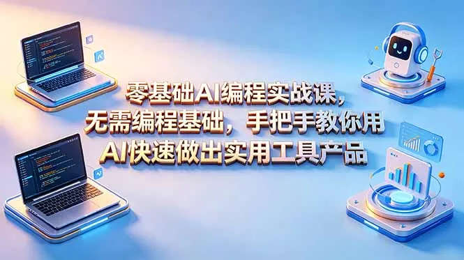 零基础AI编程实战课-更新，无需编程基础，手把手教你用AI快速做出实用工具产品-站源网