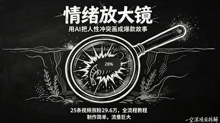 AI制作“情绪放大镜“视频，25条视频涨粉29.6W粉，流量巨大，制作简单，全流程教程-站源网