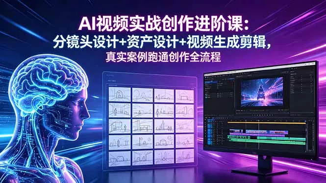 AI视频实战创作进阶课:分镜头设计+资产设计+视频生成剪辑,真实案例跑通创作全流程-站源网