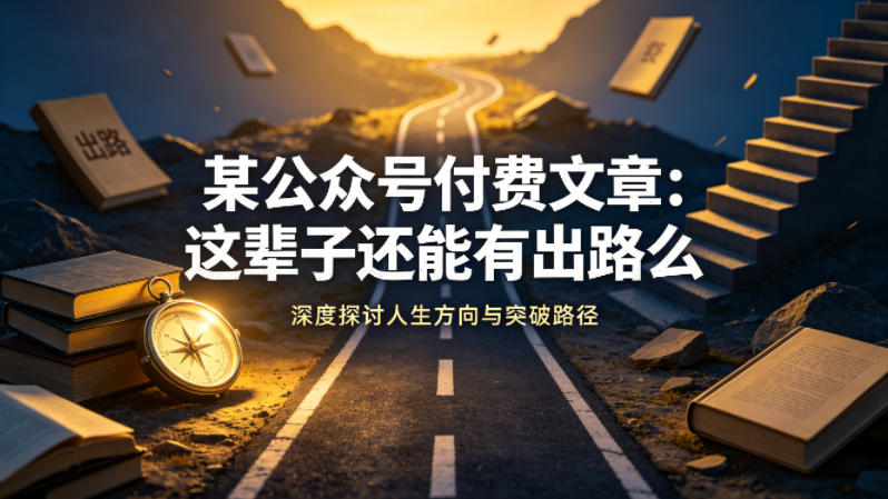 某公众号付费文章：这辈子还能有出路么-站源网