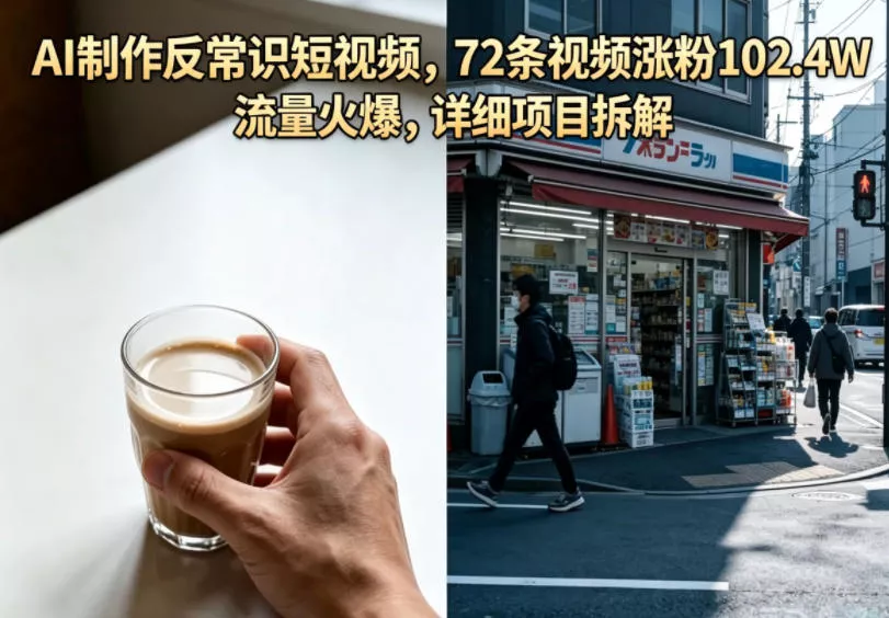 AI制作反常识短视频,72条视频涨粉102.4W,流量火爆,详细项目拆解-站源网