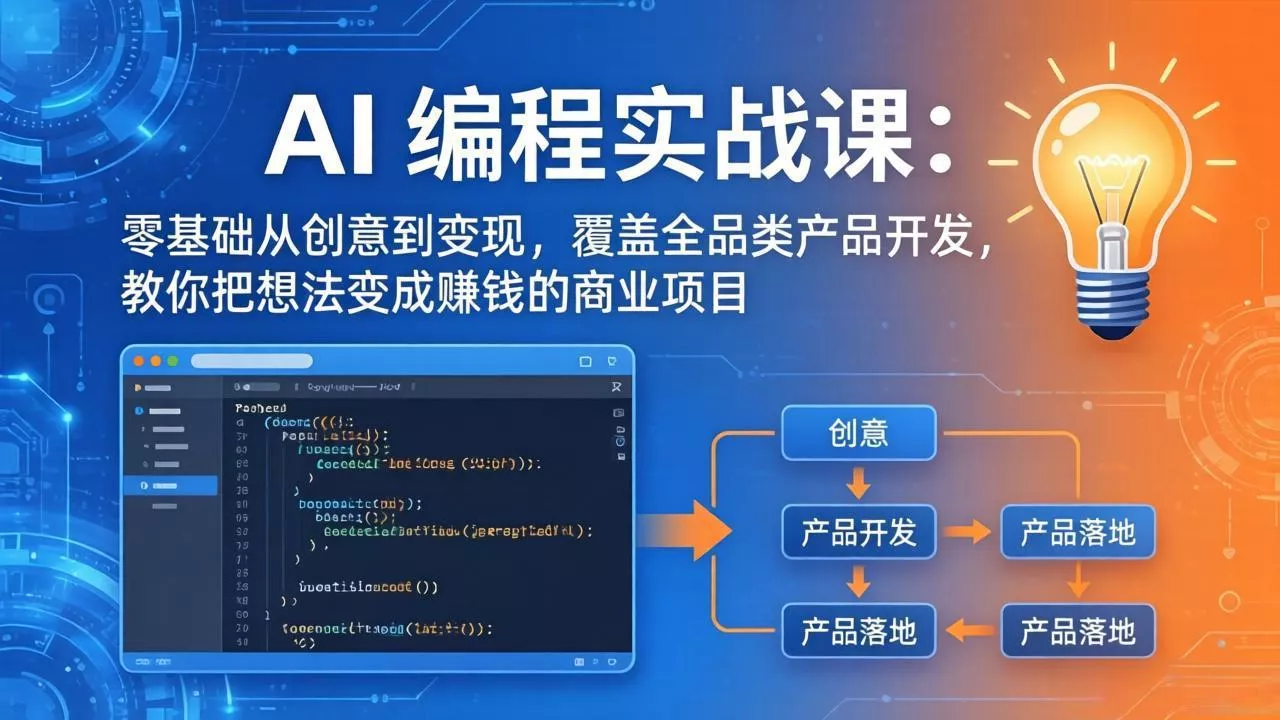 AI编程实战课-第三期-5月19更新:零基础从创意到变现,覆盖全品类产品开发,把想法变成赚钱项目-站源网