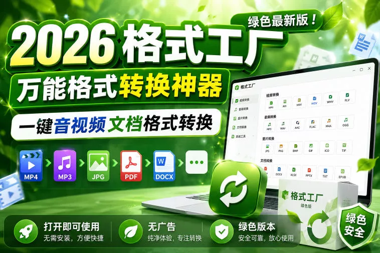 2026格式工厂绿色最新版!万能格式转换神器,一键音视频文档格式转换,打开即可使用,无广告绿色版本-站源网