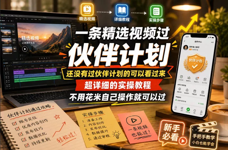 一条精选视频过伙伴计划,还没有过伙伴计划的可以看过来,超详细的实操教程,不用花米自己操作就可以过-站源网