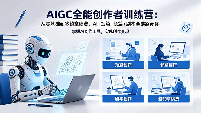 AIGC全能创作者训练营:从零基础到签约拿稿费,AI+短篇+长篇+剧本全链路闭环-站源网