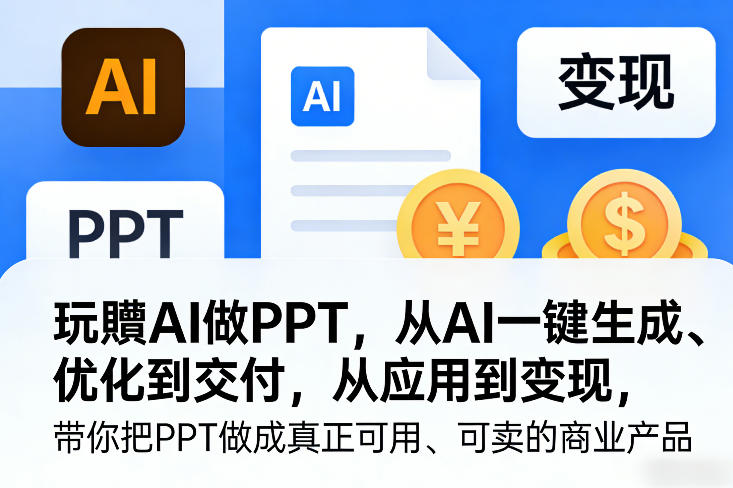 玩賺AI做PPT，从AI一键生成、优化到交付，从应用到变现，带你把PPT做成真正可用、可卖的商业产品(更新0421)-站源网