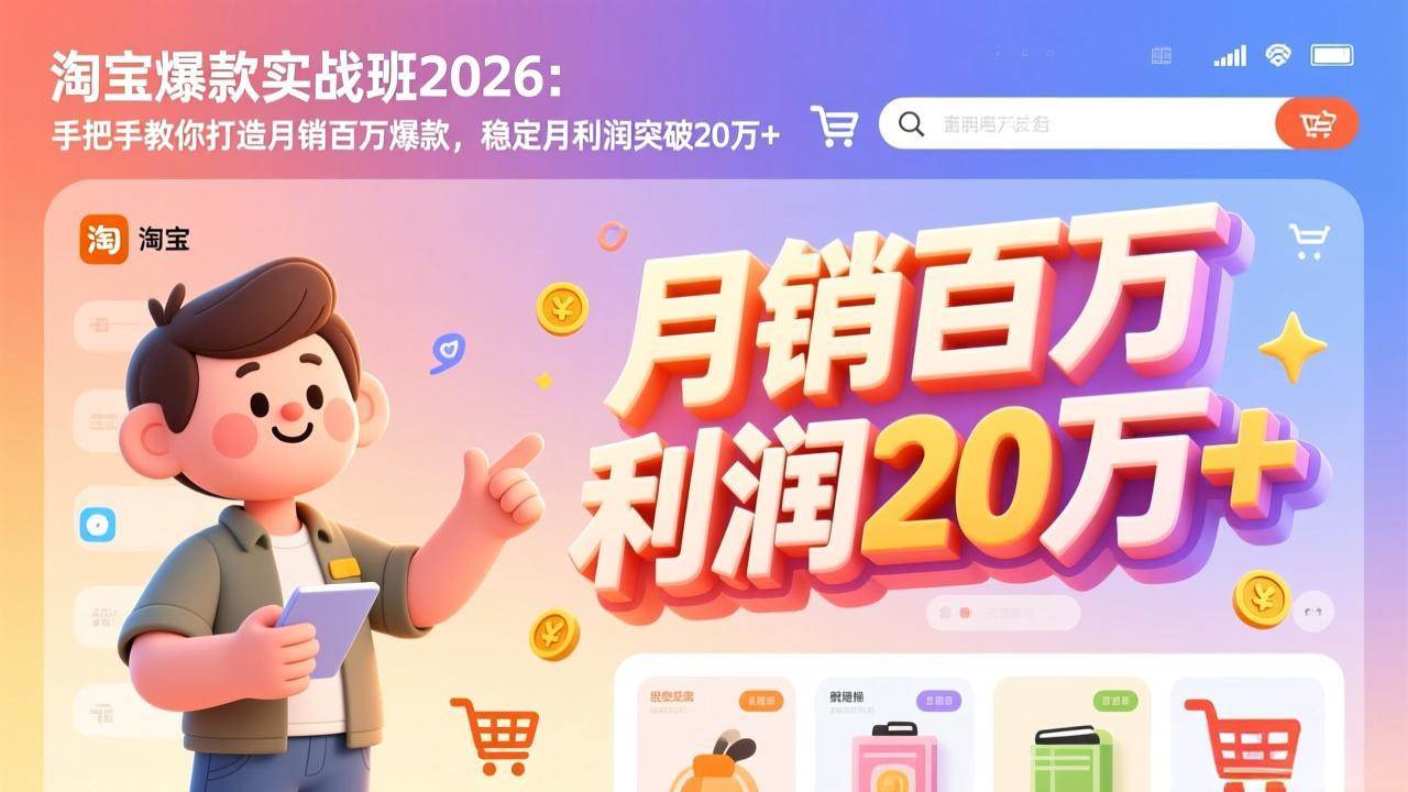 (17401期)淘宝爆款实战班-2026年2月更新:手把手教你打造月销百万爆款,稳定月利润突破20万+-站源网