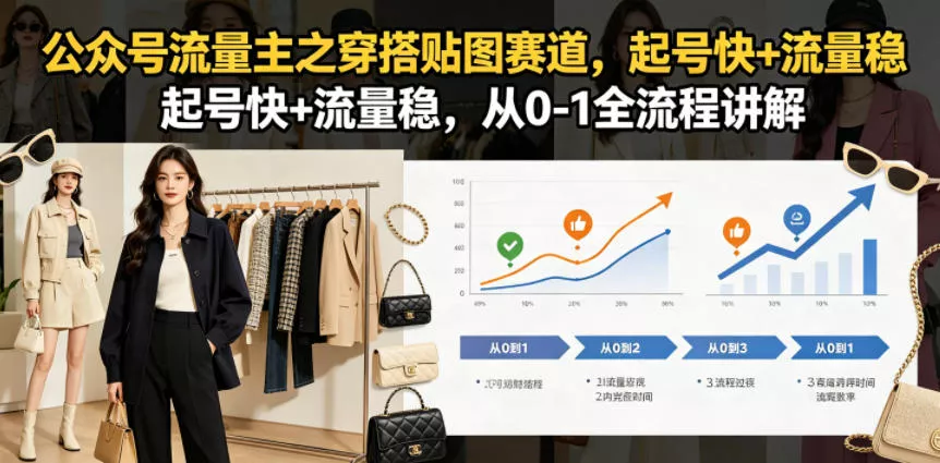 公众号流量主之穿搭贴图赛道，起号快+流量稳，从0-1全流程讲解-站源网
