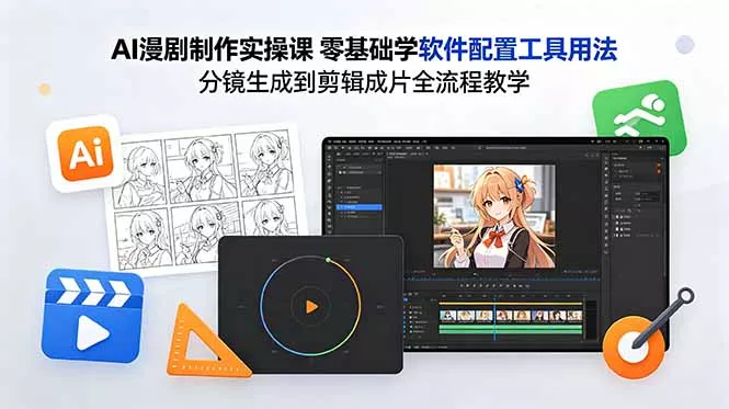 AI漫剧制作实操课 零基础学软件配置工具用法 分镜生成到剪辑成片全流程教学-站源网