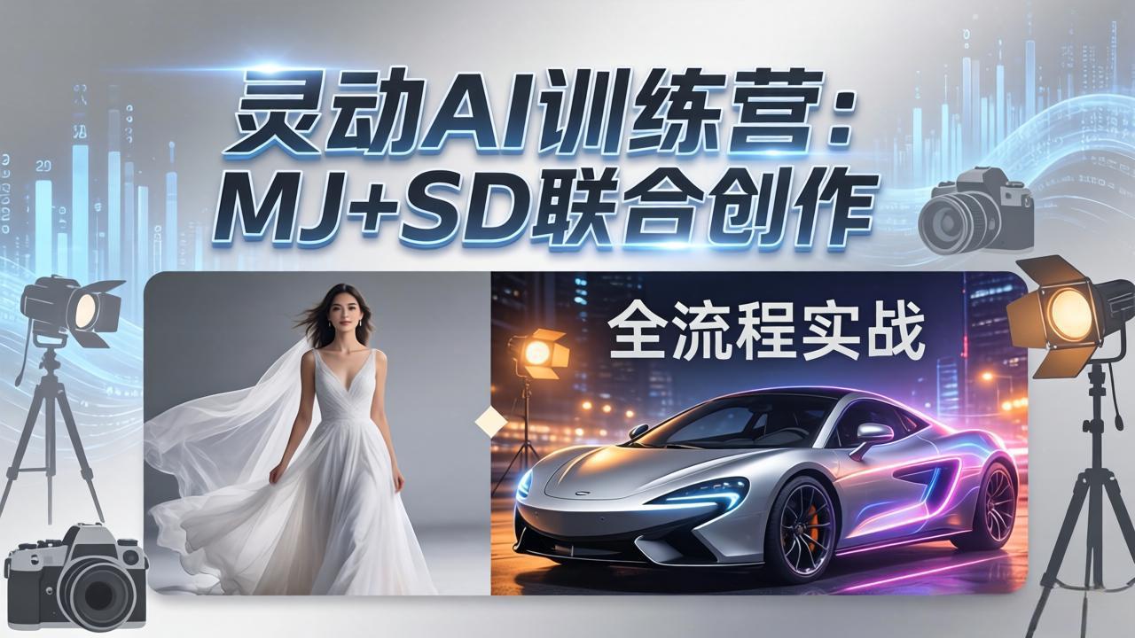 灵动AI训练营-3.0课程：MJ+SD联合创作，从婚纱大片到汽车广告，摄影后期全流程实战-站源网