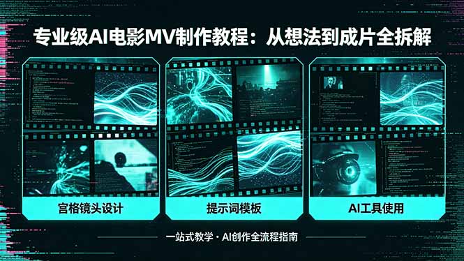 专业级AI电影MV制作教程，从想法到成片全拆解，宫格镜头+提示词模板+AI工具一站式教学-站源网