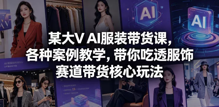 某大V AI服装带货课，各种案例教学，带你吃透服饰赛道带货核心玩法-站源网