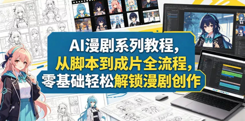 AI漫剧系列教程，从脚本到成片全流程，零基础轻松解锁漫剧创作-站源网