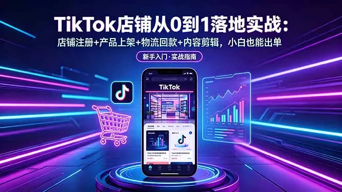 TikTok店铺从0到1落地实战:店铺注册+产品上架+物流回款+内容剪辑,小白也能出单-站源网