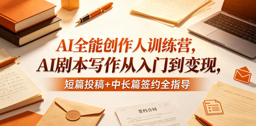 AI全能创作人训练营，AI剧本写作从入门到变现，短篇投稿+中长篇签约全指导-站源网