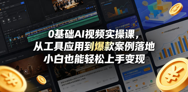 0基础AI视频实操课,从工具应用到爆款案例落地,小白也能轻松上手变现-站源网