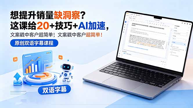想提升销量缺洞察？这课给 20 + 技巧 + AI 加速，文案戳中客户超简单！【原创双语字幕】-站源网